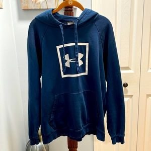 Under Armour Fleece  pullover Hoodie, dark bluish  color. Size large